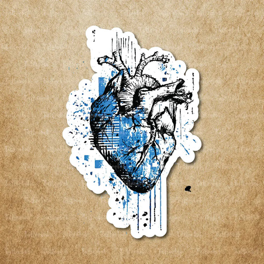 trash polka blue anatomical heart temporary tattoo sticker idea design
