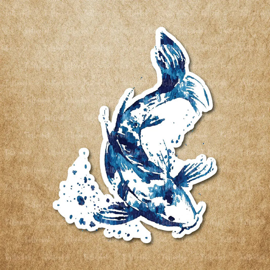 blue watercolor koi fish temporary tattoo sticker idea design