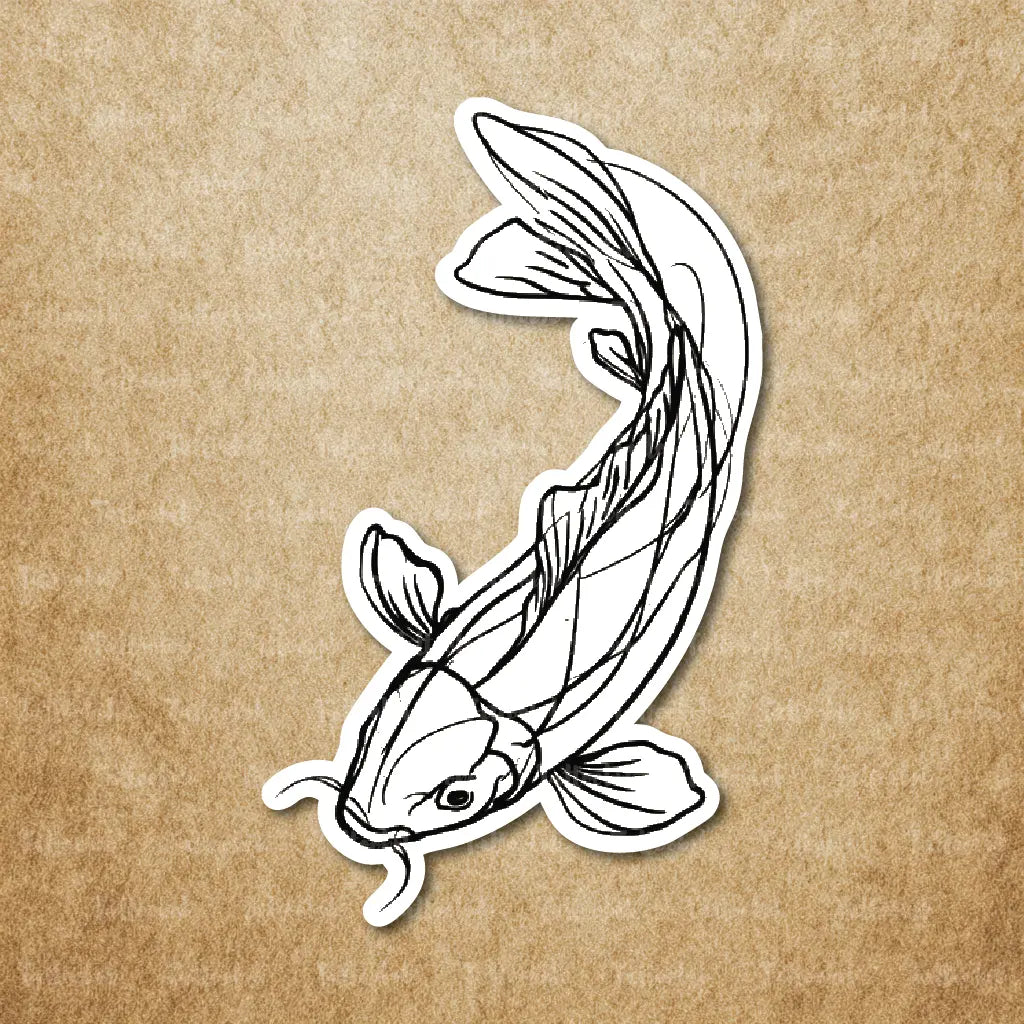 simple koi fish fine line temporary tattoo sticker idea design