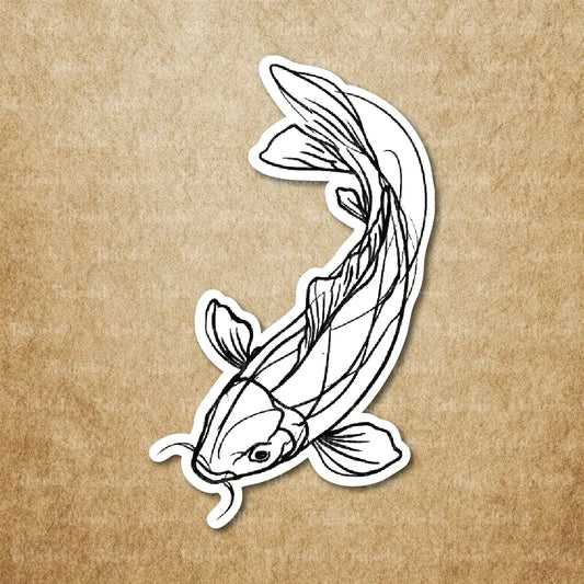 simple koi fish fine line temporary tattoo sticker idea design
