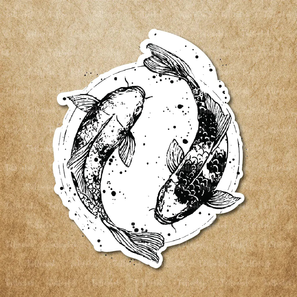 yin yang koi fish temporary tattoo sticker idea design