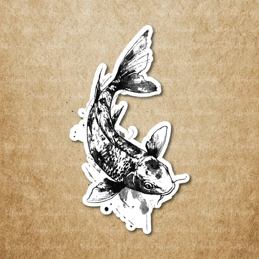black and grey koi fish temporary tattoo sticker idea design