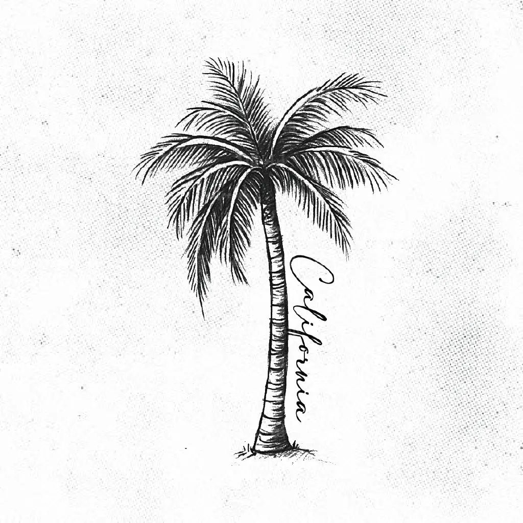 California palm tree tattoo idea design stencil png