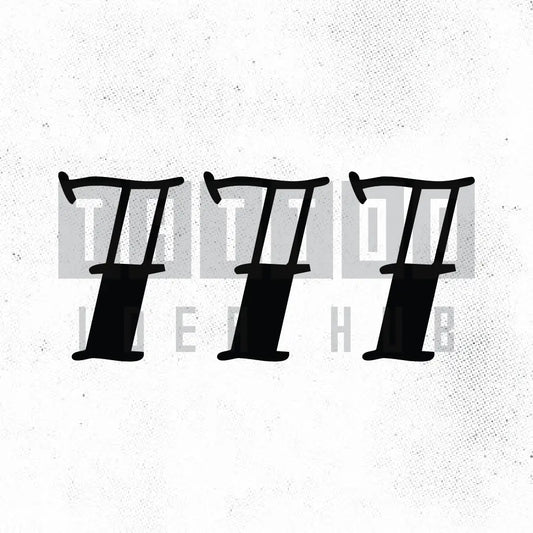 old english font 777 tattoo idea design stencil png