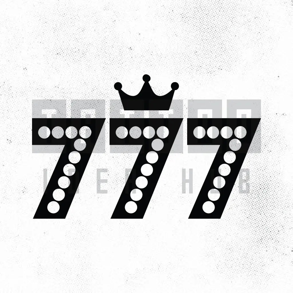 lucky 777 with crown tattoo idea design stencil png