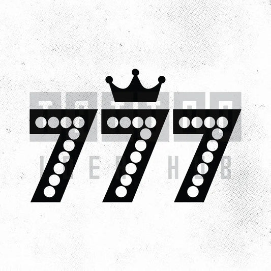lucky 777 with crown tattoo idea design stencil png