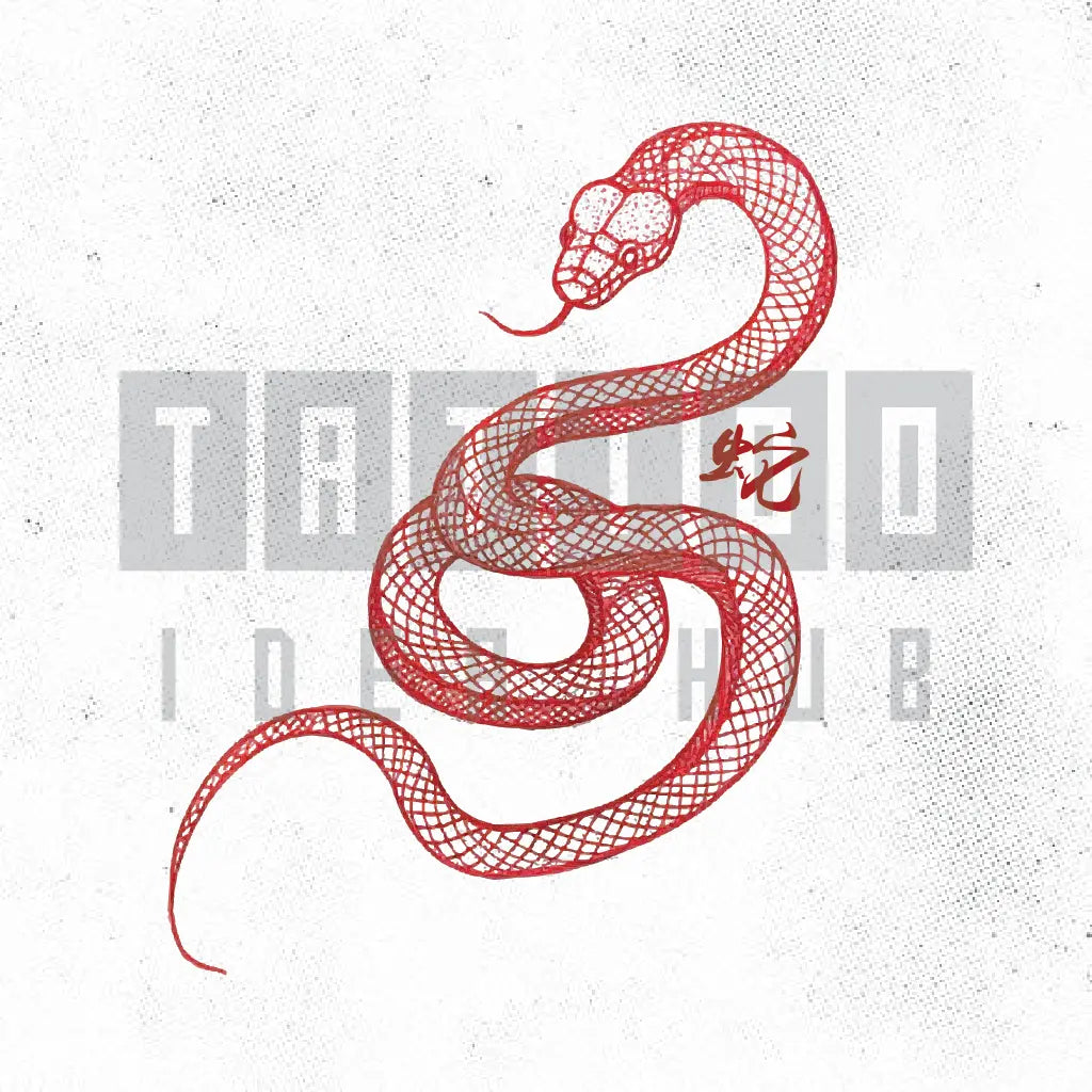 Chinese red snake tattoo idea design stencil png