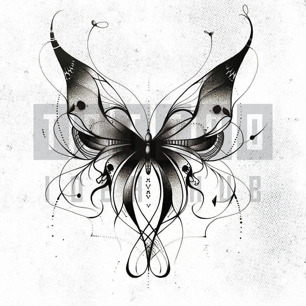 abstract butterfly tattoo idea design stencil png