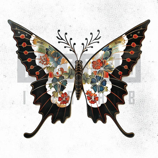 japanese butterfly tattoo idea design stencil png