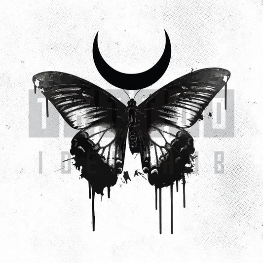 gothic butterfly tattoo idea design stencil png