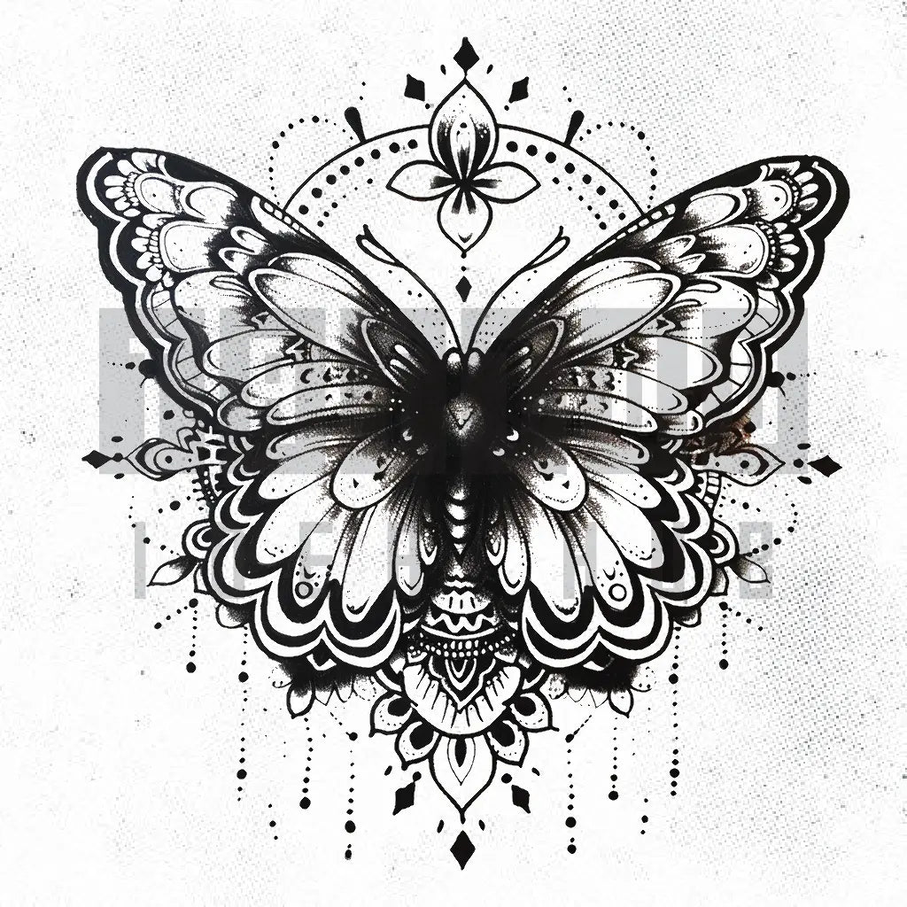 butterfly mandala tattoo idea design stencil png