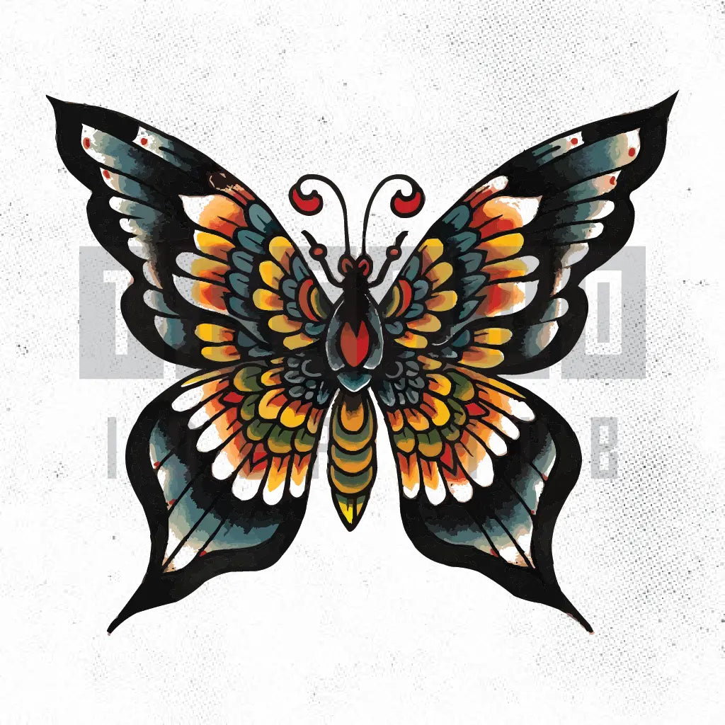neo traditional butterfly tattoo idea design stencil png