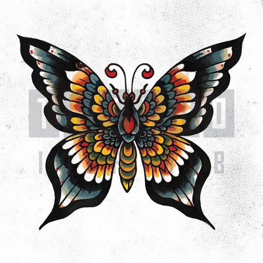 neo traditional butterfly tattoo idea design stencil png