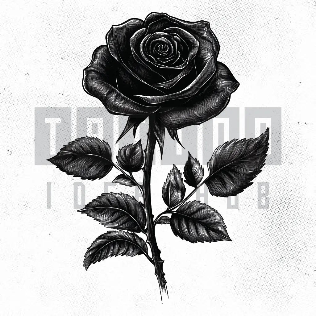black rose tattoo idea design stencil png