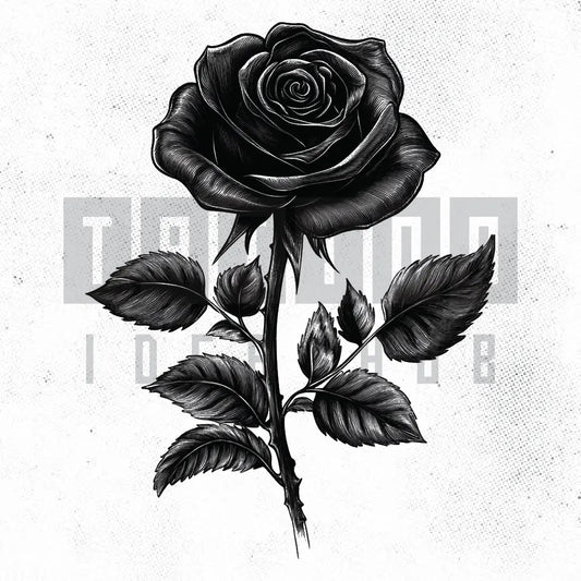 black rose tattoo idea design stencil png