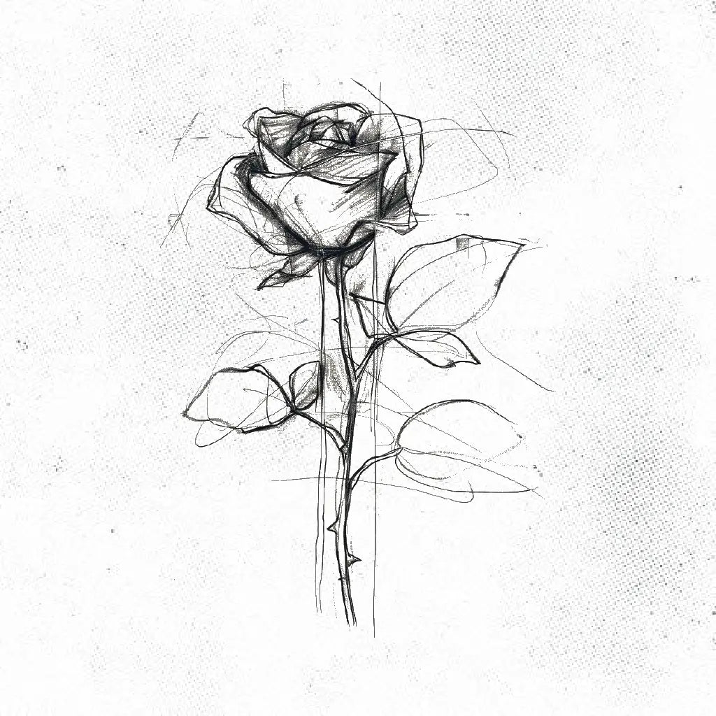 rose sketch tattoo idea design stencil png