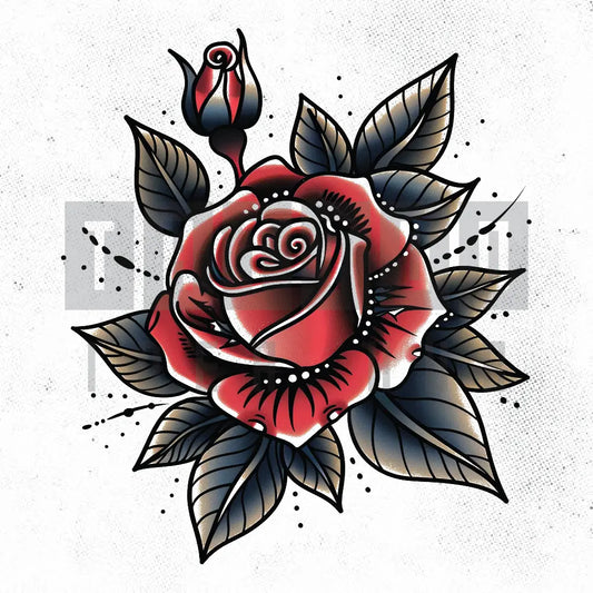 traditional rose tattoo idea design stencil png