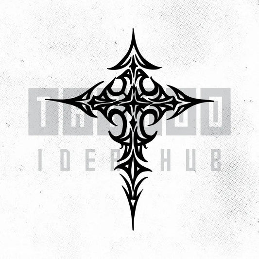 tribal cross tattoo idea design stencil png