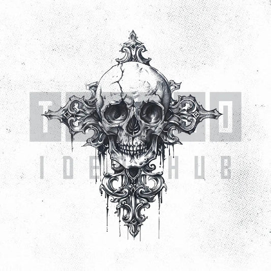 skull cross tattoo idea design stencil png
