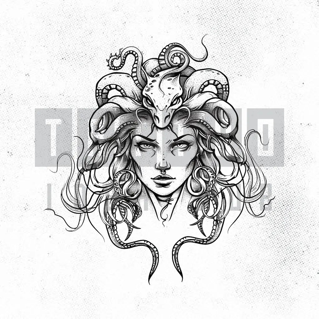 simple medusa outline tattoo idea design stencil png
