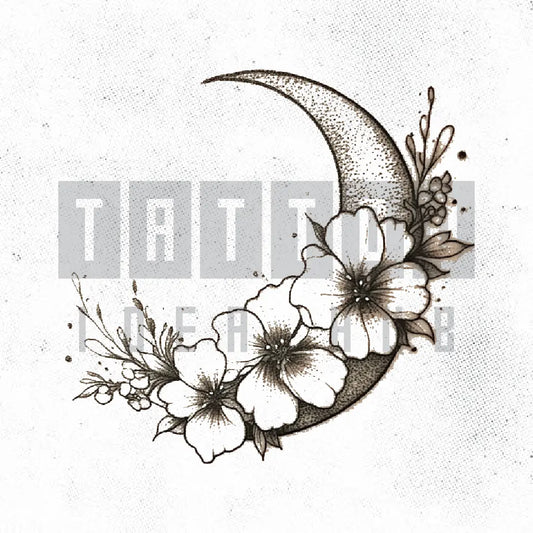 flowers moon tattoo idea design stencil png
