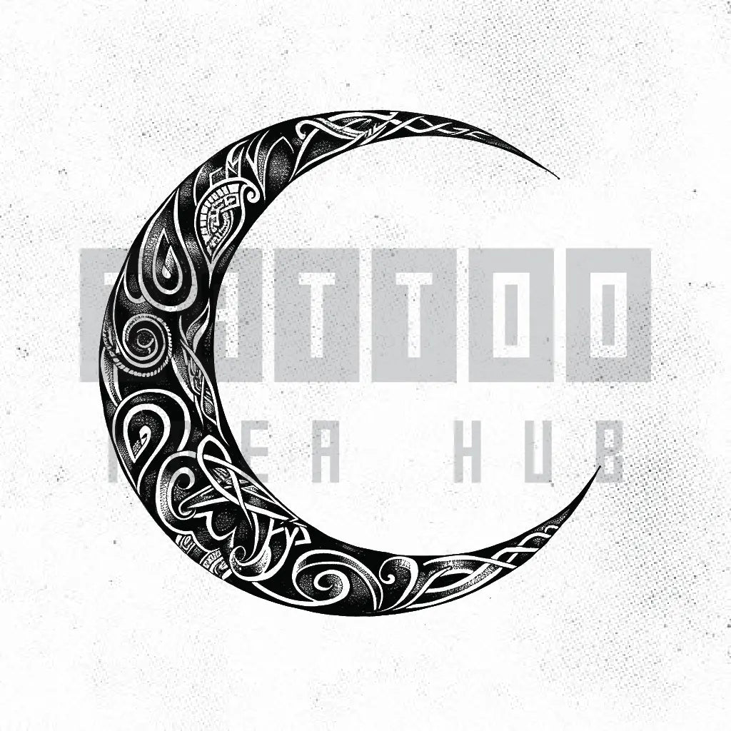 tribal celtic moon tattoo idea design stencil png