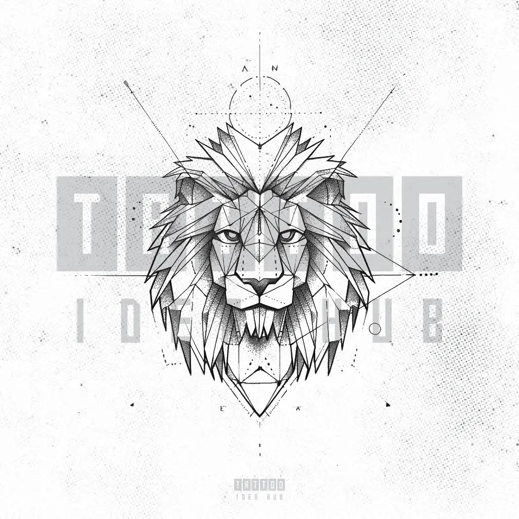 geometric lion tattoo idea design stencil png