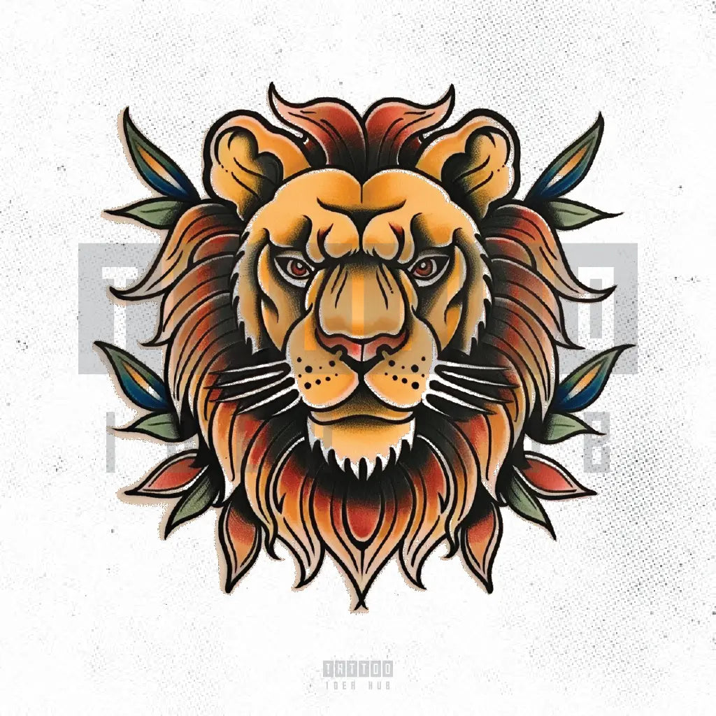 traditional lion tattoo idea design stencil png