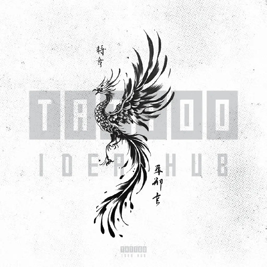 chinese phoenix tattoo idea design stencil png