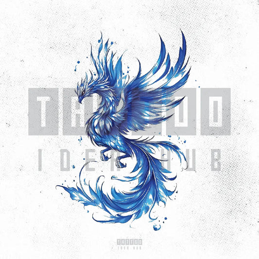 blue phoenix tattoo idea design stencil png