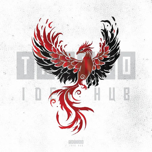red phoenix tattoo idea design stencil png