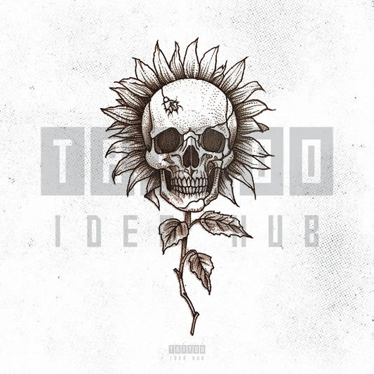 sunflower skull tattoo idea design stencil png