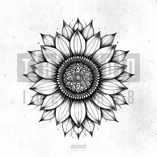 mandala sunflower tattoo idea design stencil png