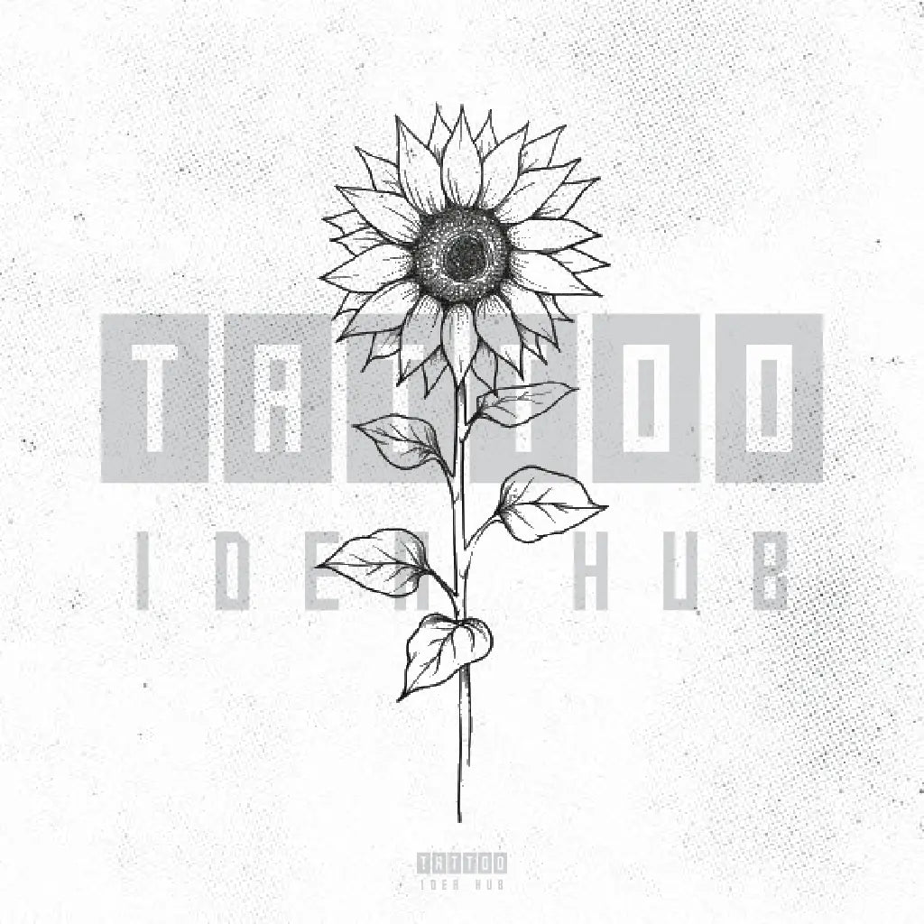 simple sunflower outline tattoo idea design stencil png