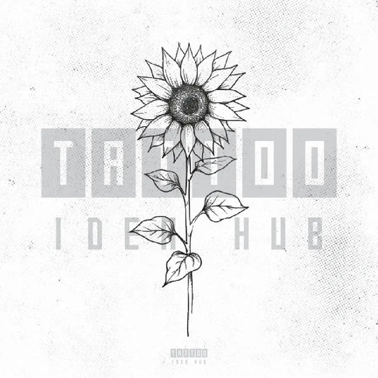 simple sunflower outline tattoo idea design stencil png