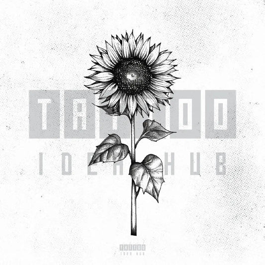 black and white sunflower tattoo idea design stencil png