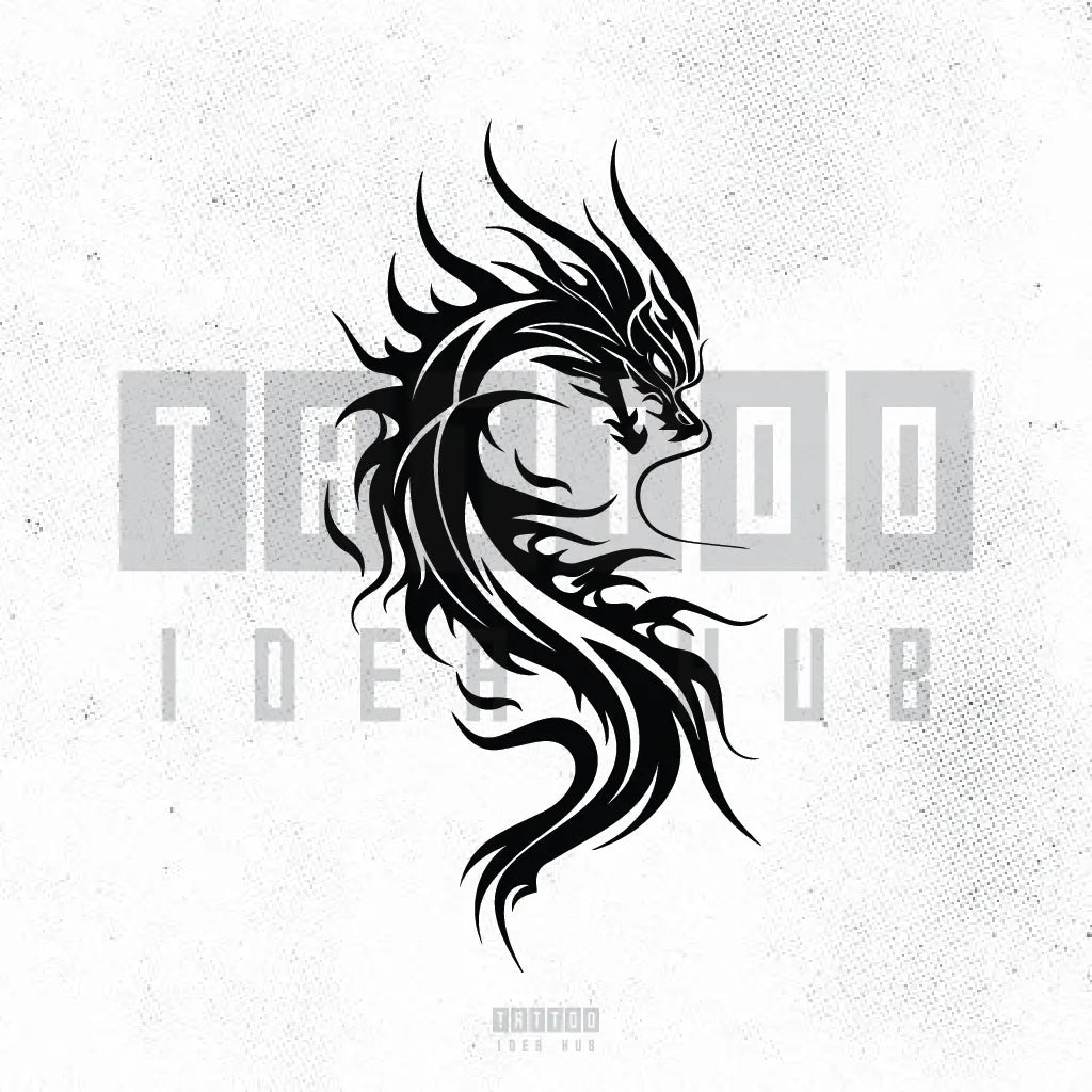 tribal dragon tattoo idea design stencil png