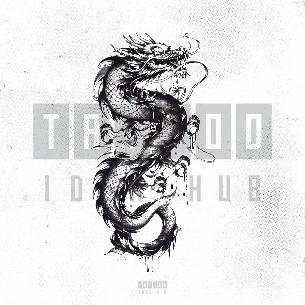 japanese dragon tattoo idea design stencil png