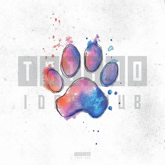 watercolor dog cat paw print tattoo idea design stencil png