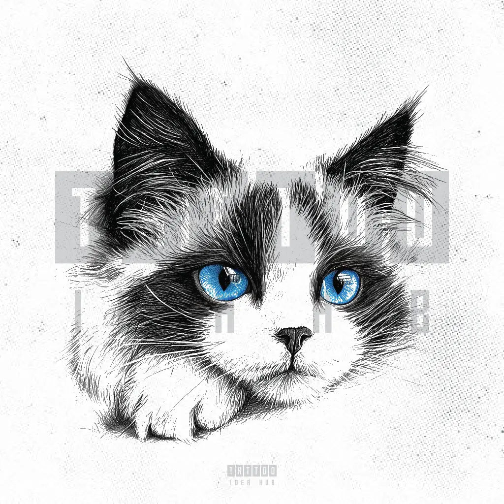 ragdoll cat tattoo idea design stencil png