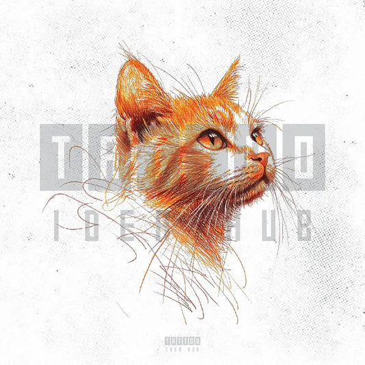 orange cat tattoo idea design stencil png