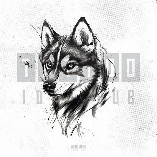 siberian husky dog tattoo idea design stencil png