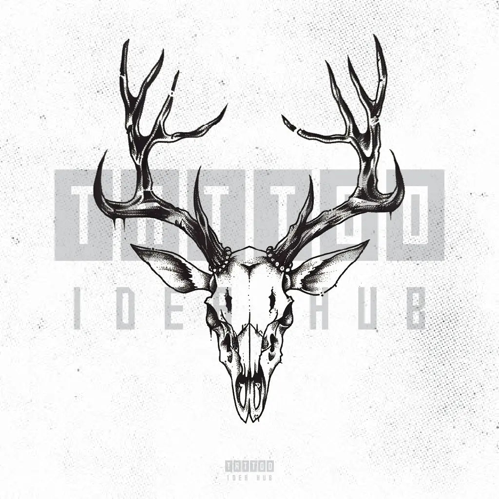 deer animal skull tattoo idea design stencil png