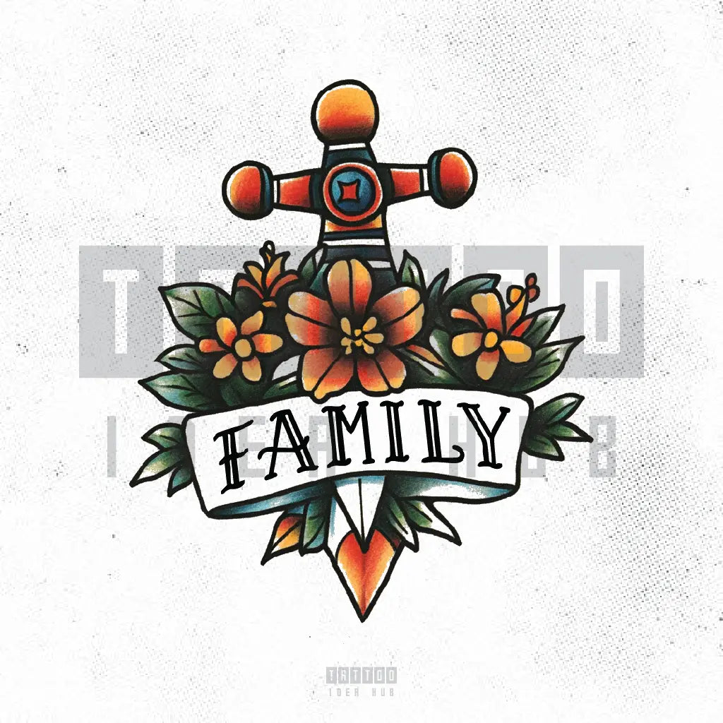 family traditional tattoo idea design stencil png