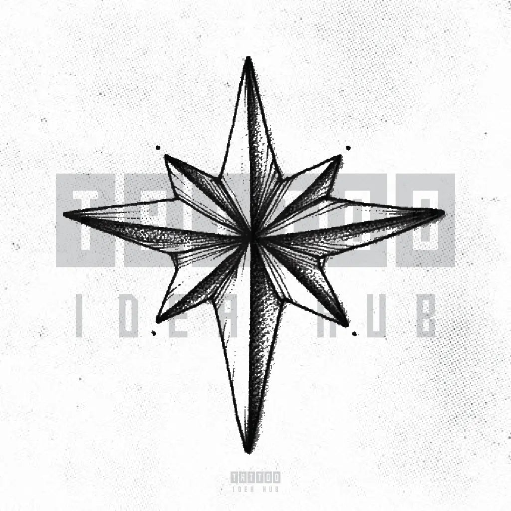 nautical star outline tattoo idea design stencil png