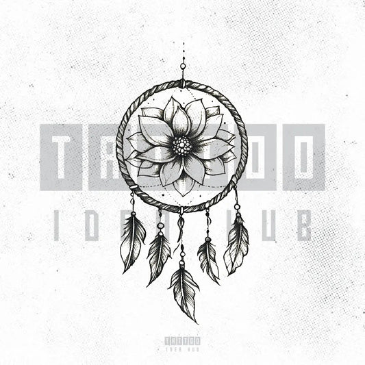 flower dreamcatcher tattoo idea design stencil png