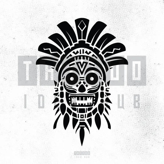 tribal aztec skull tattoo idea design stencil png