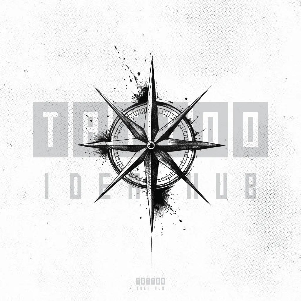 simple nautical compass tattoo idea design stencil png