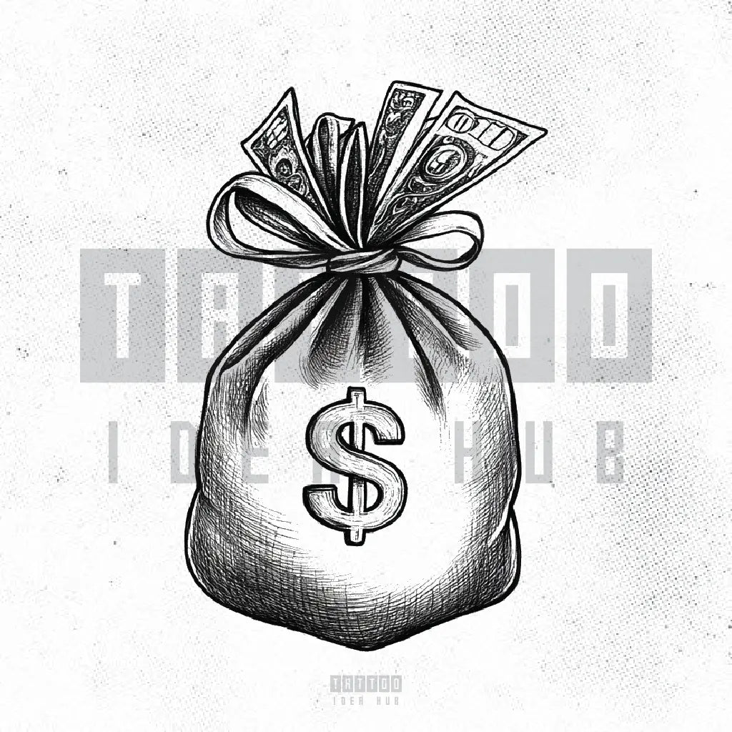 simple money bag tattoo idea design stencil png