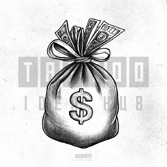 simple money bag tattoo idea design stencil png